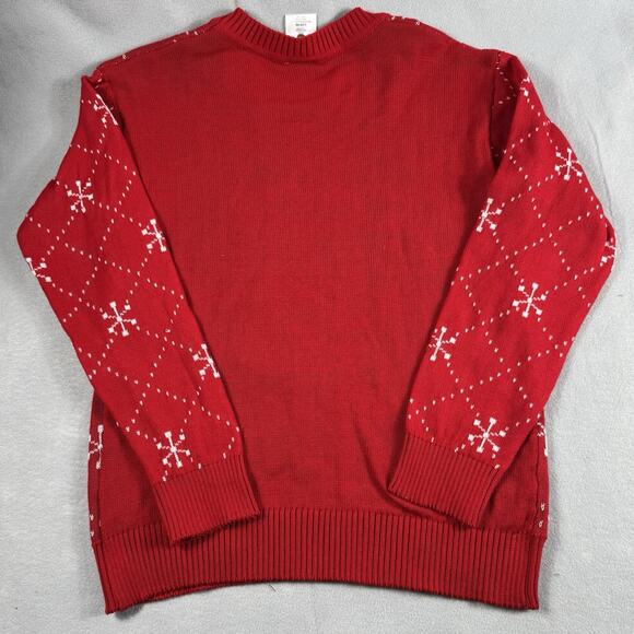 Hello Kitty Christmas Sweater Women Large 12-14 Red Snowflake Santa Holiday Knit - Picture 3 of 12